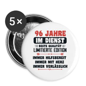 96 Jahre im Dienst 96 Jähriges Dienstjubiläum - Buttons klein 25 mm (5er Pack) - Weiß - Vorne