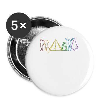 Camping LGBT Rainbow Glamping Campingplatz Zelten - Buttons klein 25 mm (5er Pack) - Weiß - Vorne