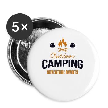 Outdoor Camping Adventure Awaits Zelten Glamping - Buttons klein 25 mm (5er Pack) - Weiß - Vorne