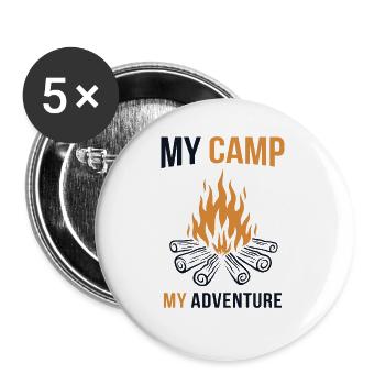 My Camp My Adventure Zelten Glamping Campingplatz - Buttons klein 25 mm (5er Pack) - Weiß - Vorne