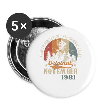 Birthday in November 1981 - November 1981 - Buttons small 1''/25 mm (5-pack) - white - Front
