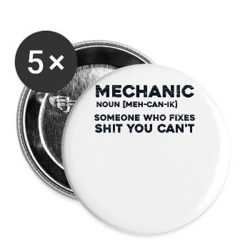 Mechanic Noun Definition Automechaniker Kfz - Buttons klein 25 mm (5er Pack) - Weiß - Vorne