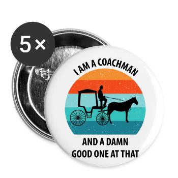 Calèche de cocher Calèche tirée par des chevaux Calèche - Lot de 5 petits badges (25 mm) - blanc - Devant