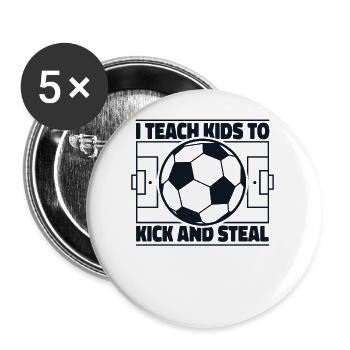 J’apprends aux enfants à donner des coups de pied et à voler le gardien de but Futbol - Lot de 5 petits badges (25 mm) - blanc - Devant