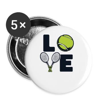 Love Tennis Coach Tennis Player Tennis Racket - Buttons small 1''/25 mm (5-pack) - white - Front