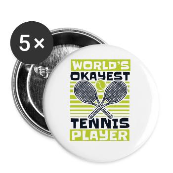 World's Okayest Tennis Player Racket - Buttons small 1''/25 mm (5-pack) - white - Front