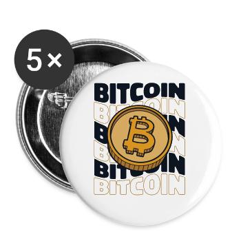 Bitcoin Text Crypto Kryptowährung Blockchain - Buttons klein 25 mm (5er Pack) - Weiß - Vorne