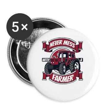 Ne plaisantez jamais avec un agriculteur - Lot de 5 petits badges (25 mm) - blanc - Devant