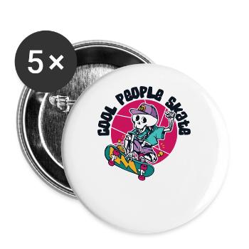 Cool People Skate Skatepark Skatergirl Skaterboy - Buttons klein 25 mm (5er Pack) - Weiß - Vorne
