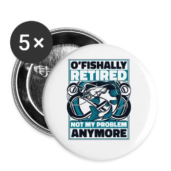 O’fishally à la retraite n’est plus mon problème pêcheur - Lot de 5 petits badges (25 mm) - blanc - Devant