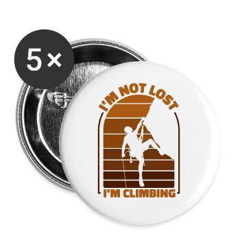 Je ne suis pas perdu, je grimpe en escalade de vitesse Kraxler - Lot de 5 petits badges (25 mm) - blanc - Devant