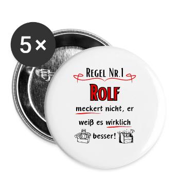 Rolf meckert nicht, er weiß es wirklich Besser ! - Buttons klein 25 mm (5er Pack) - Weiß - Vorne