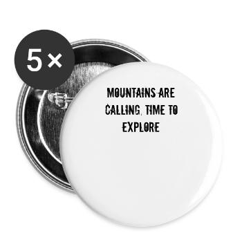 Hiking - Mountains are calling, time to explore - Buttons small 1''/25 mm (5-pack) - white - Front