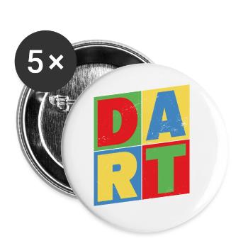 Darts Dart Vintage Retro Dart Player Dart King - Buttons small 1''/25 mm (5-pack) - white - Front