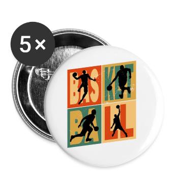 Basketball Basketballer Spieler Fan Vintage Retro - Buttons klein 25 mm (5er Pack) - Weiß - Vorne