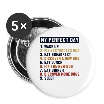 Correction de bugs Perfect Day Développeur Codeur Programmeur - Lot de 5 petits badges (25 mm) - blanc - Devant