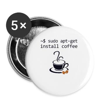 Sudo Install Coffee Informatiker Admin - Buttons klein 25 mm (5er Pack) - Weiß - Vorne