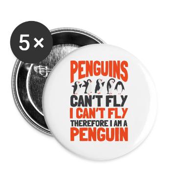 Penguins can't fly Seabird King Penguin Penguin - Buttons small 1''/25 mm (5-pack) - white - Front