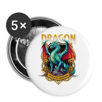 dragon, fantasy, magic, mysticism, mythology, creature - Buttons small 1''/25 mm (5-pack) - white - Front
