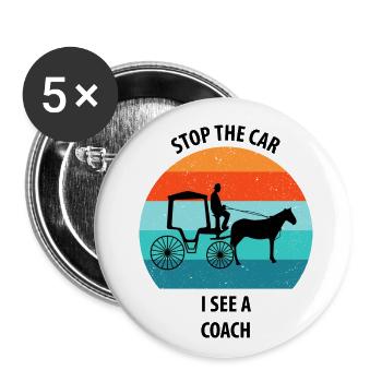 Calèche de cocher Calèche tirée par des chevaux Calèche - Lot de 5 petits badges (25 mm) - blanc - Devant