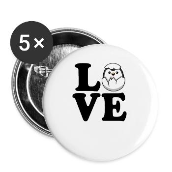 Pingouin Amour Oiseau de mer Manchot royal Manchot empereur - Lot de 5 petits badges (25 mm) - blanc - Devant