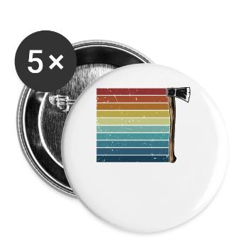 Retro Axe Throwing Competition Game Professional - Buttons small 1''/25 mm (5-pack) - white - Front