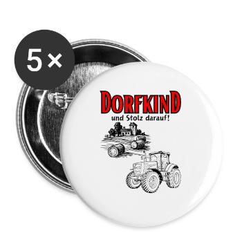 Dorfkind und stolz darauf- Spruch mit Traktor - Buttons klein 25 mm (5er Pack) - Weiß - Vorne