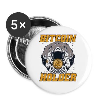 Bitcoin Holder Blockchain Crypto Kryptowährung - Buttons klein 25 mm (5er Pack) - Weiß - Vorne
