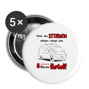 Camping Van Motorhome Saying + Motif - Buttons small 1''/25 mm (5-pack) - white - Front