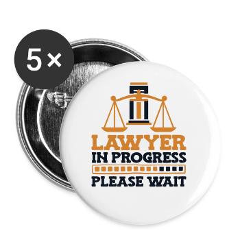 Anwalt in Bearbeitung: Bitte warten Sie den Generalstaatsanwalt - Buttons klein 25 mm (5er Pack) - Weiß - Vorne