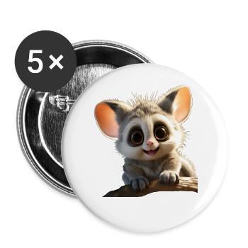 Galago Buschbaby Affen Galagos Affe Süßer Galago - Buttons klein 25 mm (5er Pack) - Weiß - Vorne