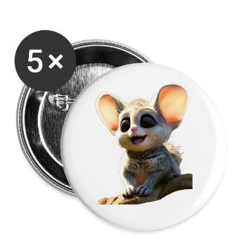 Galago Buschbaby Affen Galagos Affe Süßer Galago - Buttons klein 25 mm (5er Pack) - Weiß - Vorne