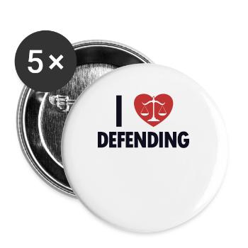 I Love Defending Attorney General Legal Counsel - Buttons small 1''/25 mm (5-pack) - white - Front
