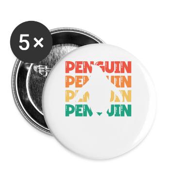 Pingouin rétro Oiseau de mer Pingouin royal - Lot de 5 petits badges (25 mm) - blanc - Devant