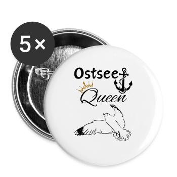 Reine des mers de la Baltique Ancre de la reine des mers de la Baltique et mouette - Lot de 5 petits badges (25 mm) - blanc - Devant