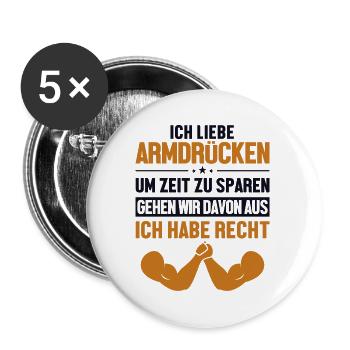 Armdrücken hat immer Recht Techniques Exercise - Buttons klein 25 mm (5er Pack) - Weiß - Vorne