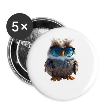 Owl Barn Owl Gift Kauz Uhu Owl Sweet Owls - Buttons small 1''/25 mm (5-pack) - white - Front