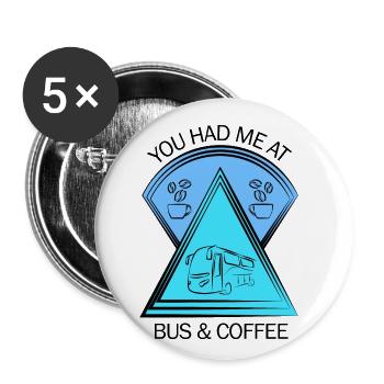 Bus Busfahrer Schulbus Autobus Busfahrerin Kaffee - Buttons klein 25 mm (5er Pack) - Weiß - Vorne