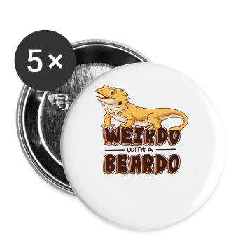 Weirdo With A Beardo Pogona Lizard Pet Owner - Buttons small 1''/25 mm (5-pack) - white - Front