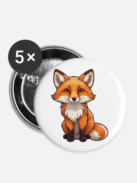 Fuchs Illustration - Buttons klein 25 mm (5er Pack) - Weiß
