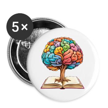 Lesen bildet Mindset Wachstum Kunstwerk Baum - Buttons klein 25 mm (5er Pack) - Weiß - Vorne