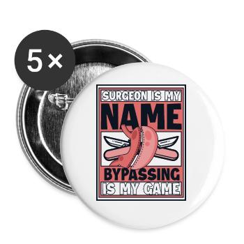Le chirurgien est mon nom Le contournement est mon jeu gastrique - Lot de 5 petits badges (25 mm) - blanc - Devant
