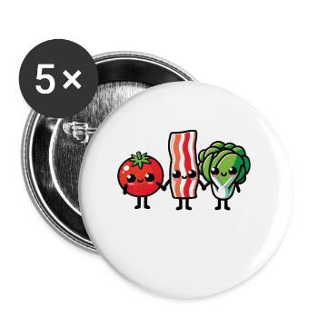 BLT Sandwich Foodie Love Toast Pain Cuisson Au Bacon - Lot de 5 petits badges (25 mm) - blanc - Devant