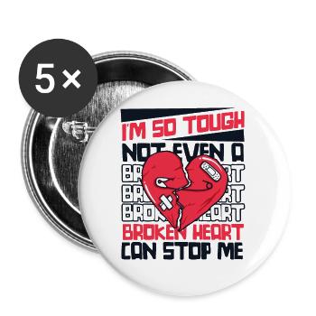Not Even A Broken Heart Can Stop Me Open Heart - Buttons small 1''/25 mm (5-pack) - white - Front