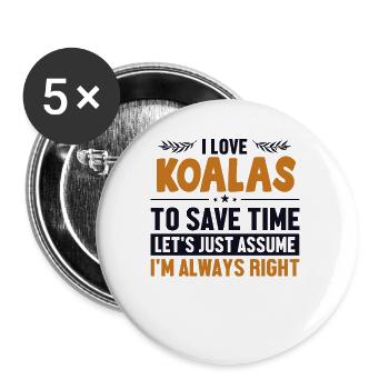 Koalas Supposons que j’aie raison Koalabear - Lot de 5 petits badges (25 mm) - blanc - Devant