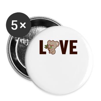 Koala Love Koalabear Phascolarctos Cinereus - Lot de 5 petits badges (25 mm) - blanc - Devant