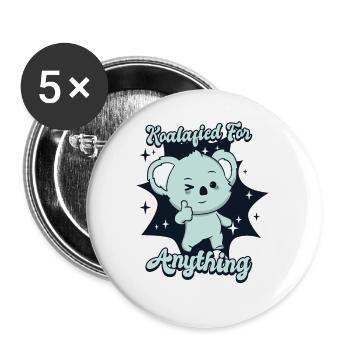 Koalafied For Anything Koalabear Amoureux de l'eucalyptus - Lot de 5 petits badges (25 mm) - blanc - Devant