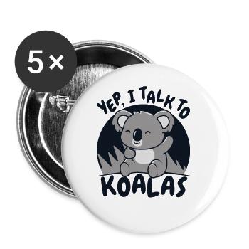 Oui, je parle à Koalas Koalabear Phascolarctos - Lot de 5 petits badges (25 mm) - blanc - Devant