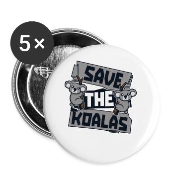 Sauvez les Koalas Koalabear Amoureux de l’eucalyptus Koala - Lot de 5 petits badges (25 mm) - blanc - Devant