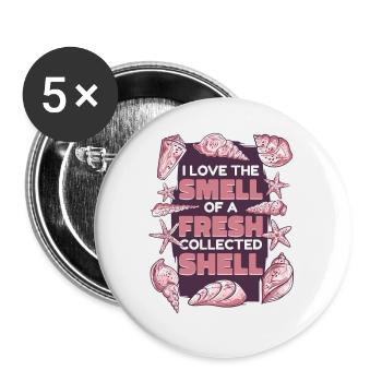 Odeur d’un coquillage fraîchement collecté Coquillage Coquillage - Lot de 5 petits badges (25 mm) - blanc - Devant